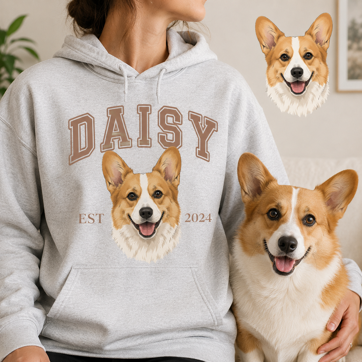 Personalized Dog Mom Sweatshirt Custom Puppy Portrait Hoodie Cute Pet Owner Gift THUC99