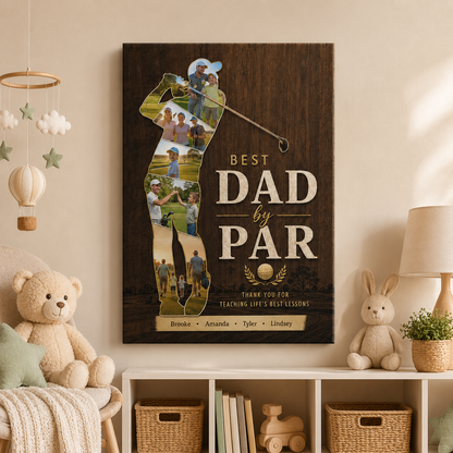 Custom Photo Best Dad By Par Canvas Wall Art - Custom Gift For Dad TOM99