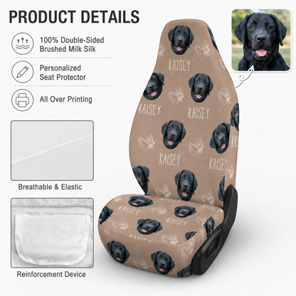 Custom Dog Face Car Seat Cover, Personalized Pet Lover Seat Protector, Cute Car Decor Gift THUC99