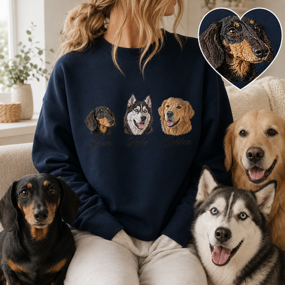 Custom Dog Portrait Sweatshirt, Personalized Pet Embroidery Hoodie THUC99