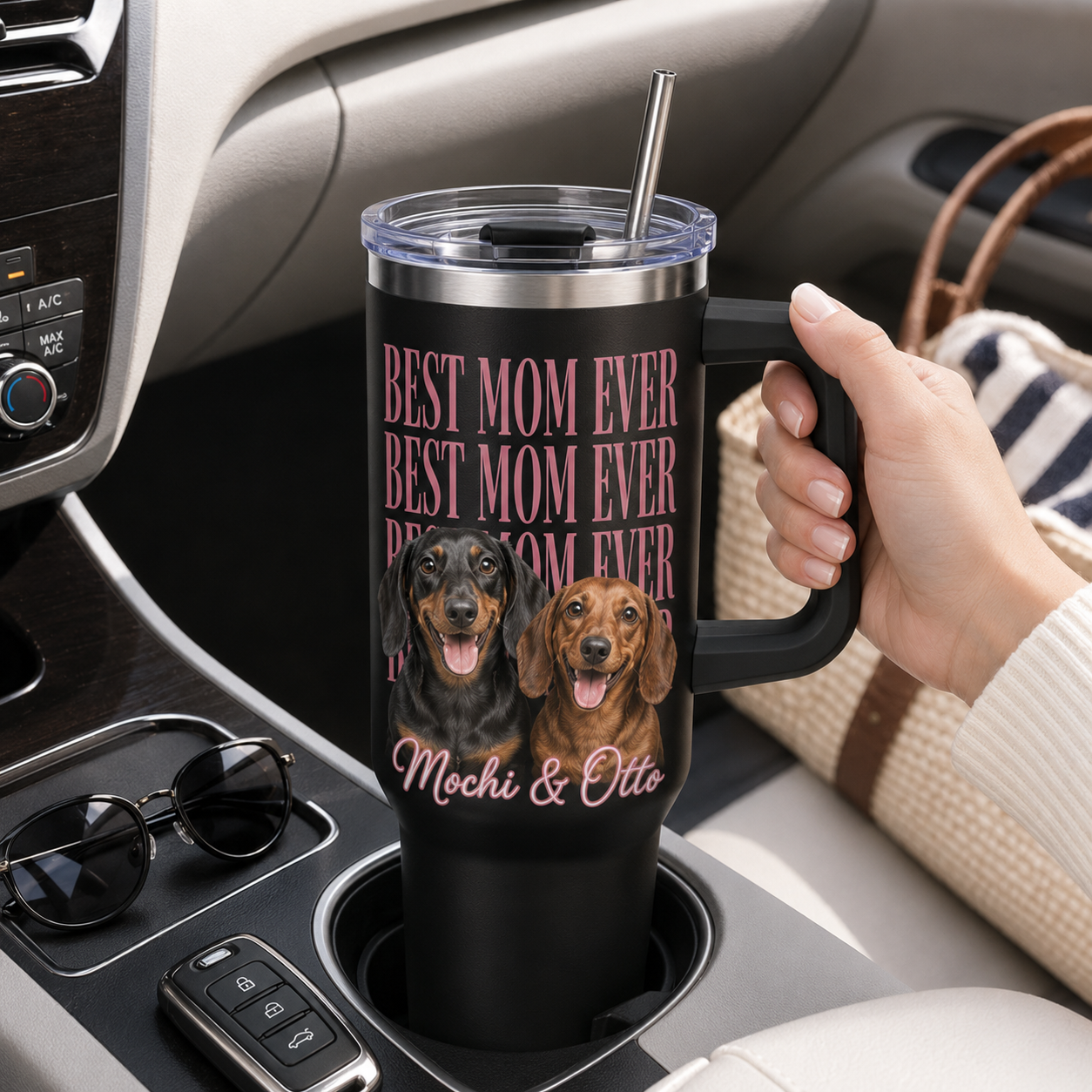 Personalized Dog Dad 40oz Tumbler – Custom Pet Photo Travel Cup for Men and Pet Owners THUC99