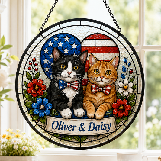 Custom Photo Cat Lover Glass Suncatcher – Personalized Pet Sympathy Memorial Gift THUC99