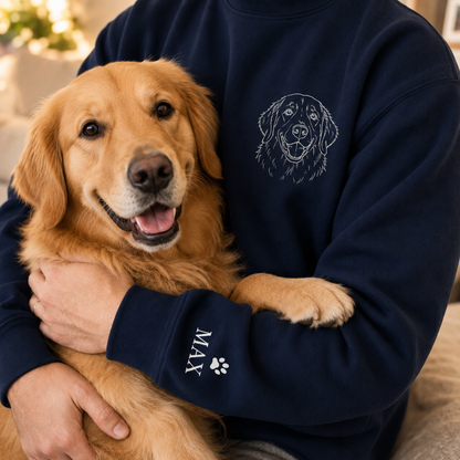 Custom Pet Portrait Sweatshirt, Dog Photo Embroidered Hoodie Gift THUC99