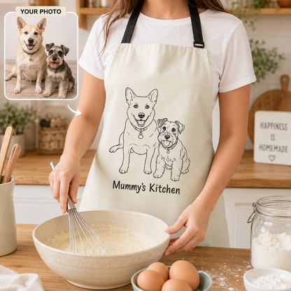 Custom Dog Photo Apron Personalized Pet Face Cooking Apron for Dog Lovers, BBQ, Baking and Kitchen Gift THUC99