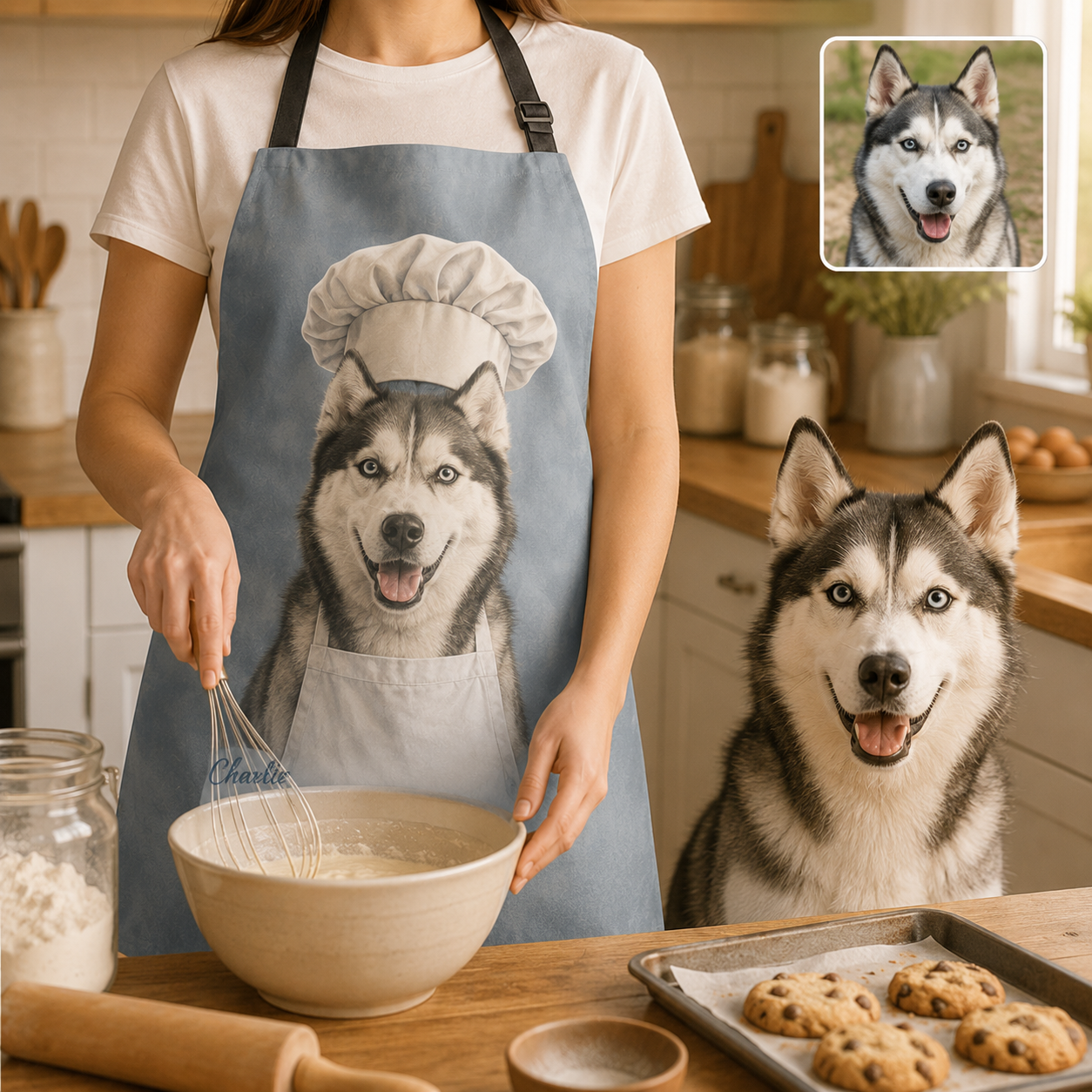 Personalized Custom Dog Apron with Photo, Cooking Apron for Pet Parents and Dog Lovers THUC99