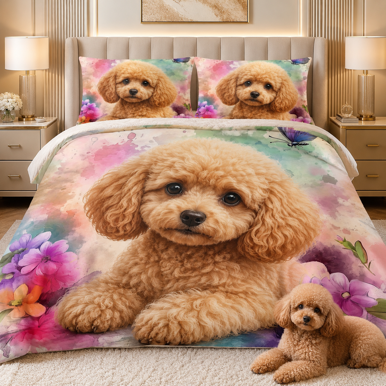 Personalized Pet Bedding Set, Custom Dog Photo Sheet Or Duvet Cover THUC99