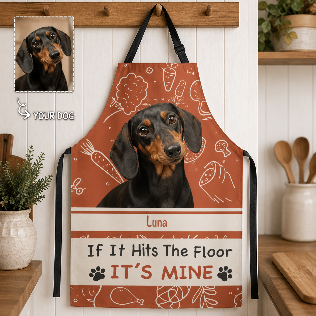 Custom Dog Face Apron Personalized Photo Apron, Funny Pet Lover Kitchen Gift for Dog Mom and Dog Dad THUC99