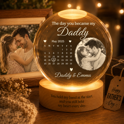 Custom Daddy Crystal Ball Lamp With Photo, Personalized Night Light Gift For Him THUC99