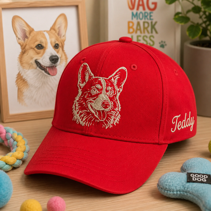 Custom Dog Memorial Hat, Embroidered Pet Face Hat, Personalized Dog Dad Gift THUC99