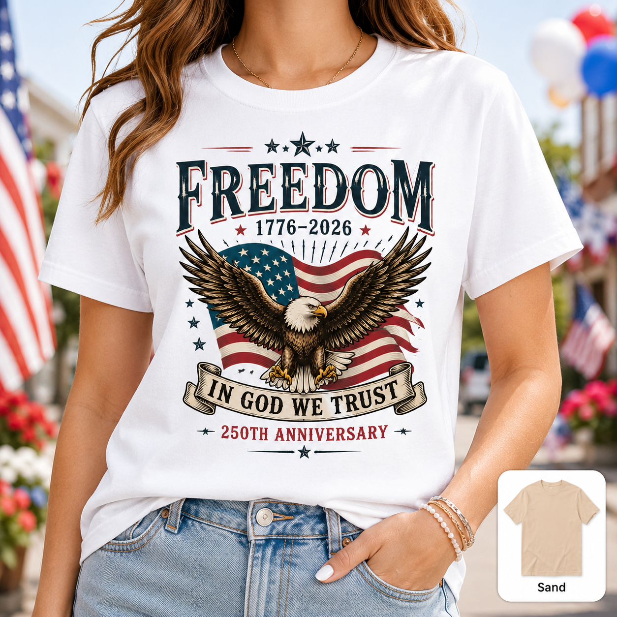 America 250th Anniversary T-Shirt Vintage Patriotic Wash T-shirt THUC99