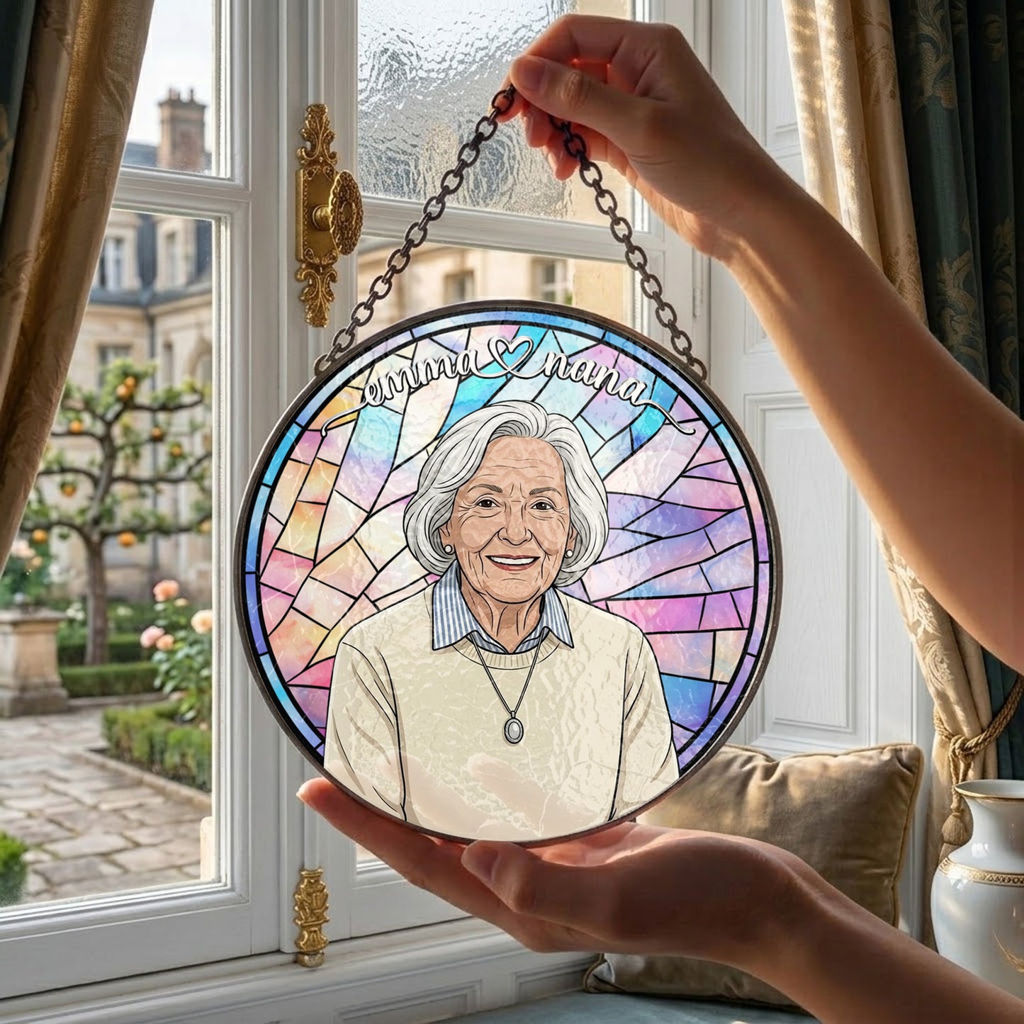 Personalized Grandma Stained Glass Suncatcher – Heartfelt Gift for Nana or Mom THUC99