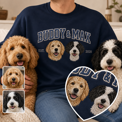 Personalized Pet Photo Sweatshirt, Custom Dog Face Embroidered Hoodie THUC99