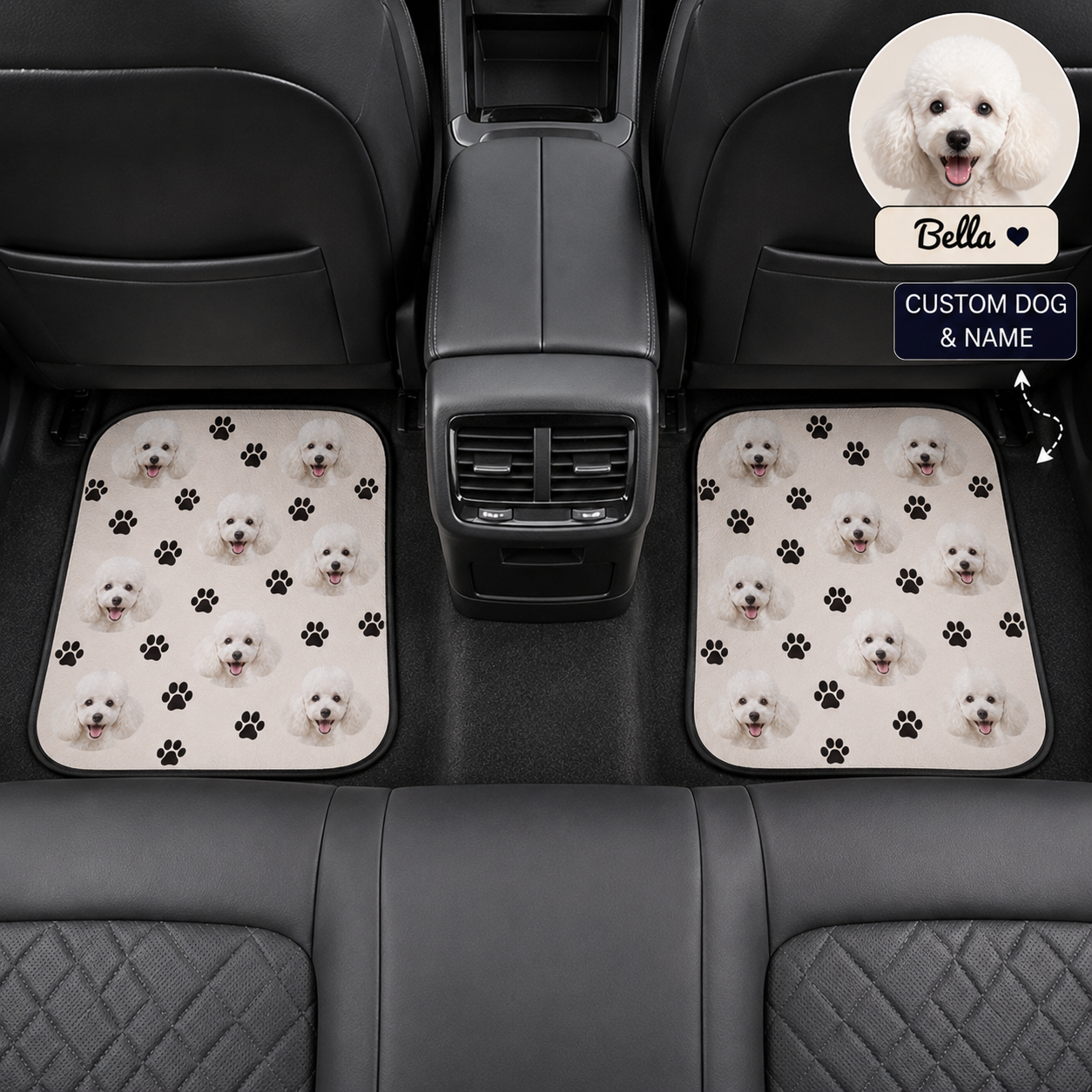 Personalized Dog Photo Car Floor Mats Set, Custom Pet Auto Floor Mat, Unique Car Decor Gift THUC99