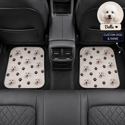 Personalized Dog Photo Car Floor Mats Set, Custom Pet Auto Floor Mat, Unique Car Decor Gift THUC99