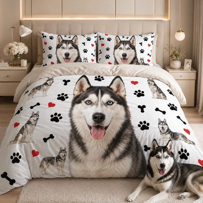 Custom Pet Face Bedding Set, Personalized Dog Lover Bedroom Decor THUC99