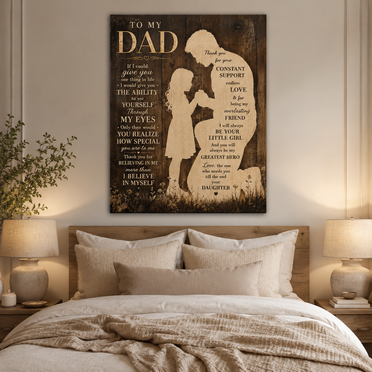 Custom Photo To My Dad Canvas Wall Art - Custom Gift For Dad TOM99