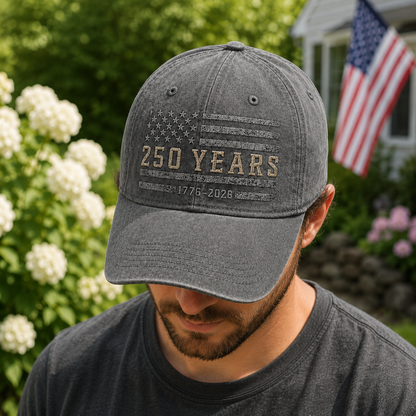 American Heritage 250 Years Embroidered Vintage Baseball Hat Independence Day Gift THUC99