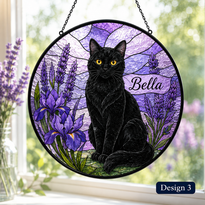 Custom Photo Pet Cat Glass Suncatcher – Personalized Cat Sympathy Memorial Gift THUC99