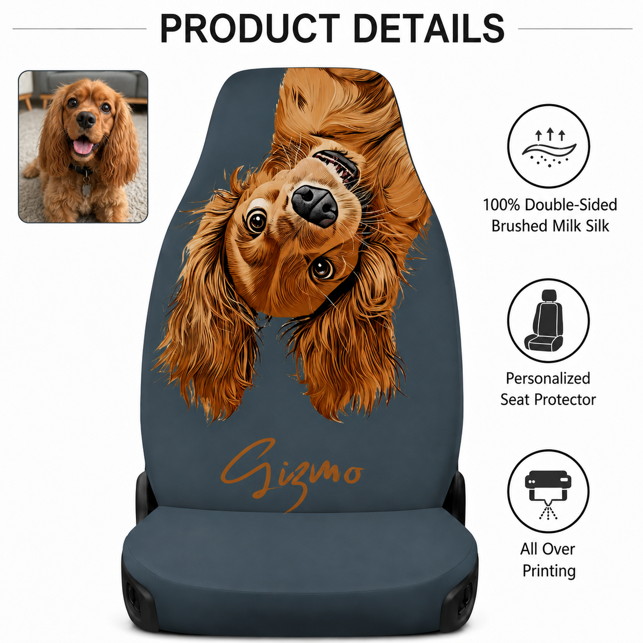 Custom Pet Picture Car Seat Cover, Personalized Dog Lover Seat Protector, All Over Print Gift THUC99