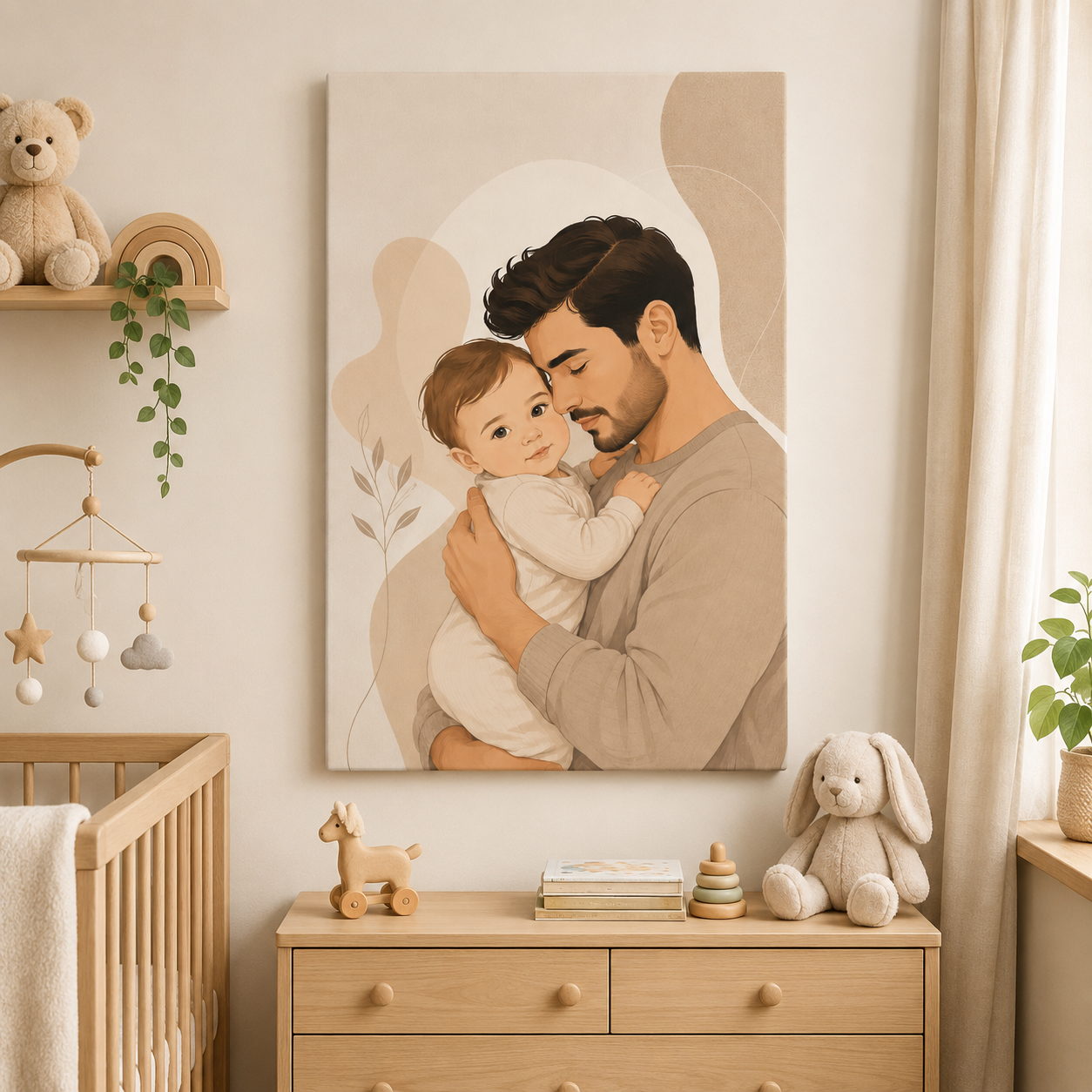 Custom Photo Dad's Baby Canvas Wall Art - Custom Gift For Dad TOM99