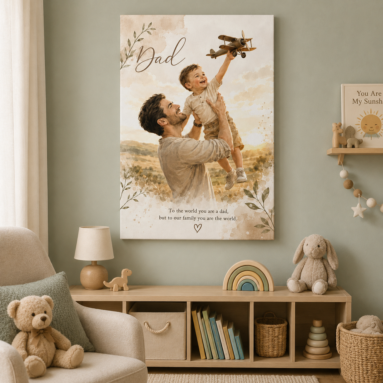 Custom Photo Boy Dad Canvas Wall Art - Custom Gift For Dad TOM99