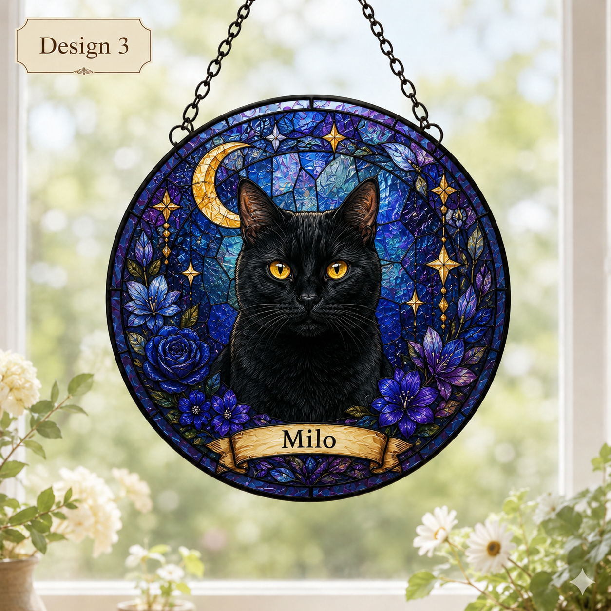 Custom Photo Cat Memorial Glass Suncatcher Gift – Personalized Sympathy Window Hanging THUC99