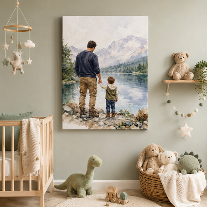Custom Photo Dad And Son Canvas Wall Art - Custom Gift For Dad TOM99