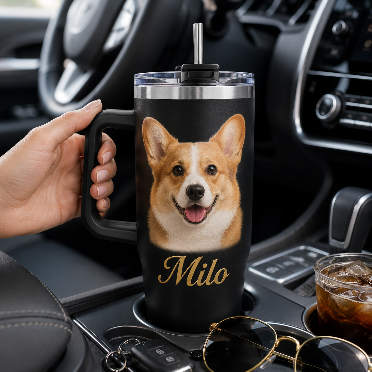 Personalized Dog Face 40oz Tumbler – Custom Photo Cup for Dog Moms, Dog Dads and Pet Parents THUC99