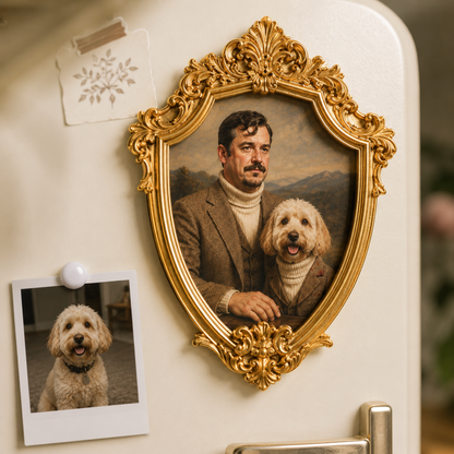 Personalized Dog Keepsake Magnet, Custom Pet Photo Vintage Frame Magnet, Dog Memorial Gift THUC99