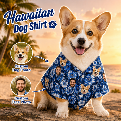 Custom Pet Face Tropical Shirt, Personalized Dog Hawaiian Shirt, Beach Holiday Gift THUC99