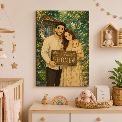 Custom Photo Dad's Family Canvas Wall Art - Custom Gift For Dad TOM99
