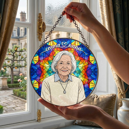 Personalized Grandma Stained Glass Suncatcher – Heartfelt Gift for Nana or Mom THUC99