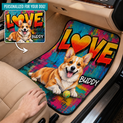 Custom Dog Face Auto Floor Mats, Personalized Football Pet Car Accessories Gift THUC99