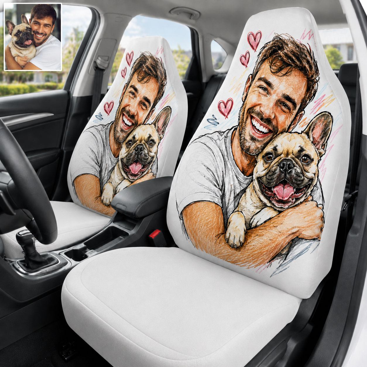 CCustom Photo Dog Car Seat Cover, Personalized Pet Picture Seat Protector, Dog Mom Car Gift THUC99