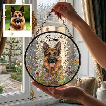 Personalized Dog And Cat Name Suncatcher – Custom Pet Portrait Glass Window Hanging (THUC99)