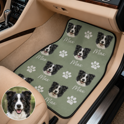 Custom Photo Dog Car Floor Mats 4-Piece Set, Personalized Pet Auto Floor Mat, Car Interior Accessories THUC99