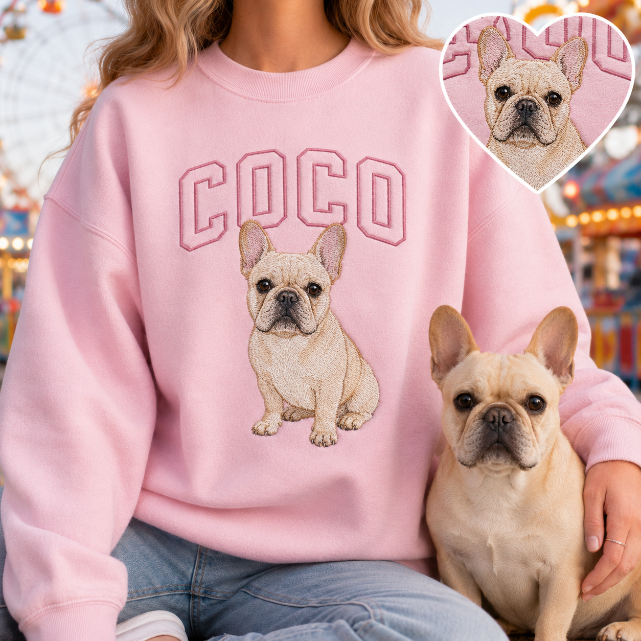 Custom Photo Dog Lover Sweatshirt, Personalized Pet Embroidery Hoodie THUC99