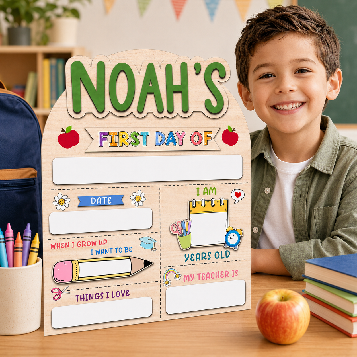 Custom Back to School Sign, Personalized First Day Last Day School Board THUC99