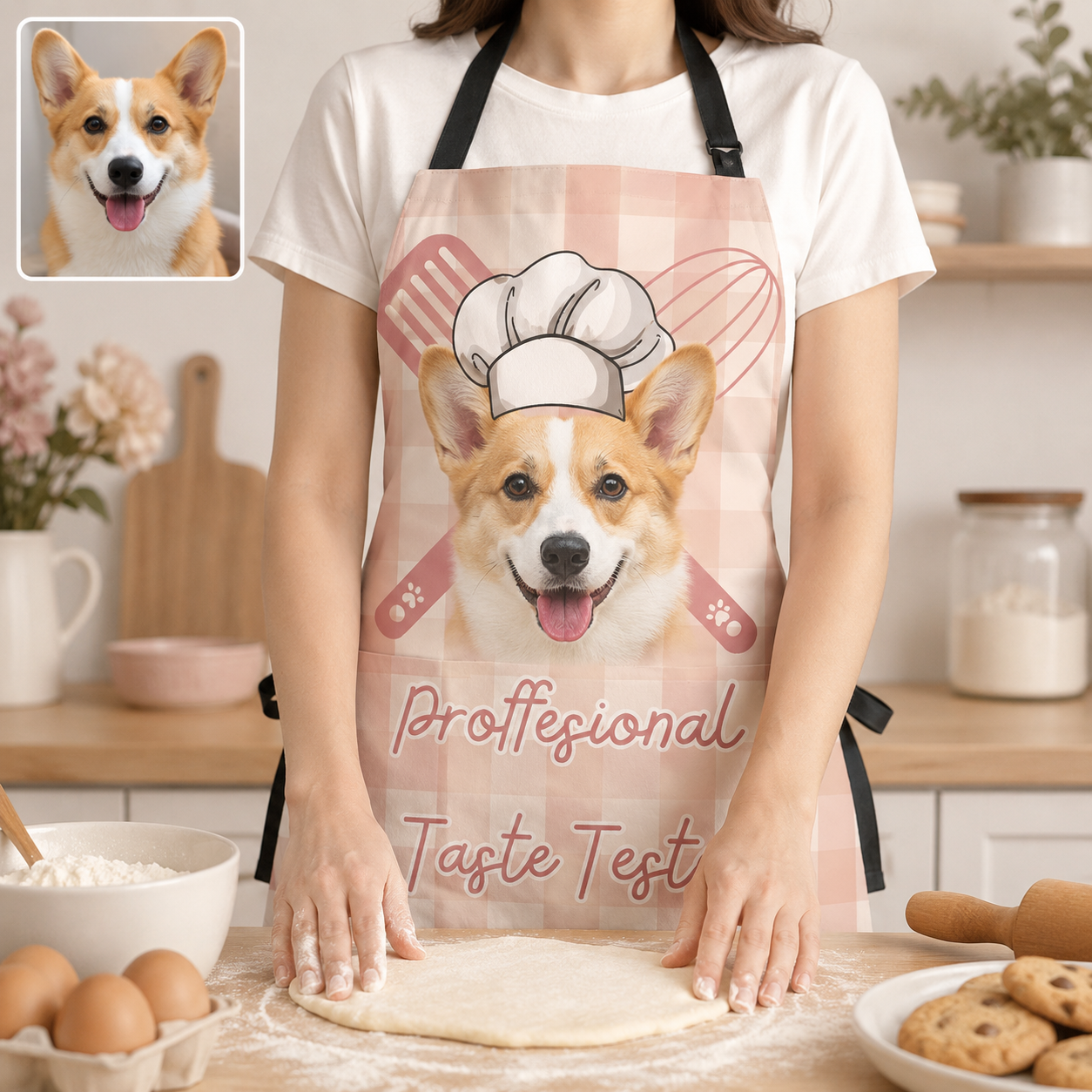 Personalized Dog Apron with Custom Dog Photo, 100% Poly Oxford Kitchen Apron for Dog Mom and Pet Parents THUC99