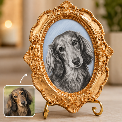 Custom Dog Photo Magnet, Personalized Pet Portrait Frame Dog Artwork Magnet THUC99