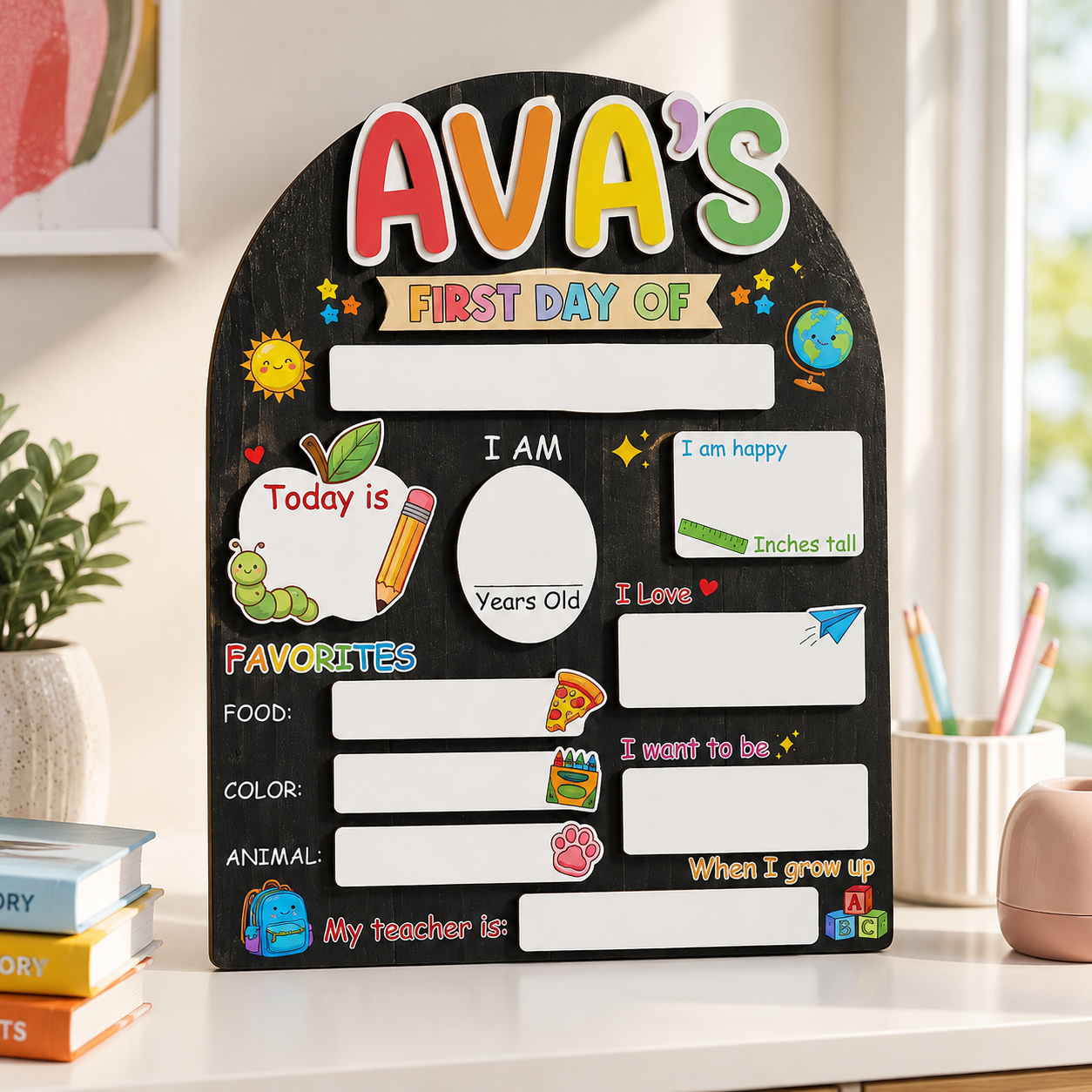 Personalized Back to School Photo Prop, Custom Acrylic Wood School Sign THUC99