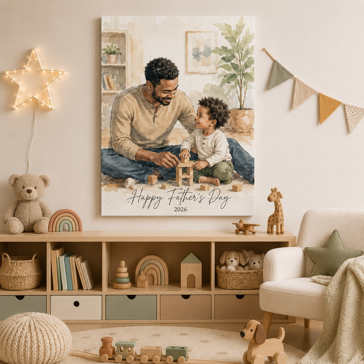 Custom Photo Happy Father's Day Canvas Wall Art - Custom Gift For Dad TOM99