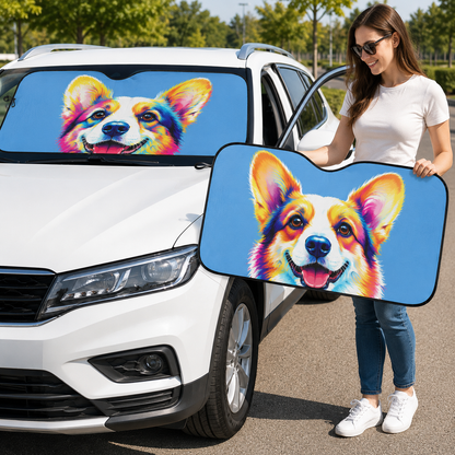 Personalized Dog Car Sun Shade, Custom Pet Photo Windshield Cover, Foldable Auto Sunshade for Dog Lovers THUC99