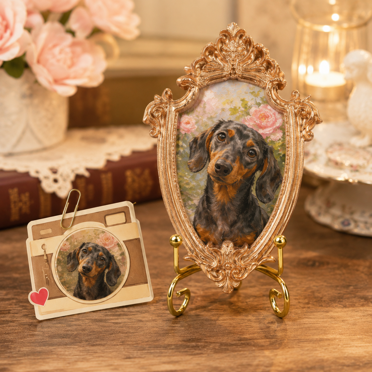 Custom Dog Portrait Magnet, Vintage Photo Frame Refrigerator Magnet, Pet Memorial Gift THUC99