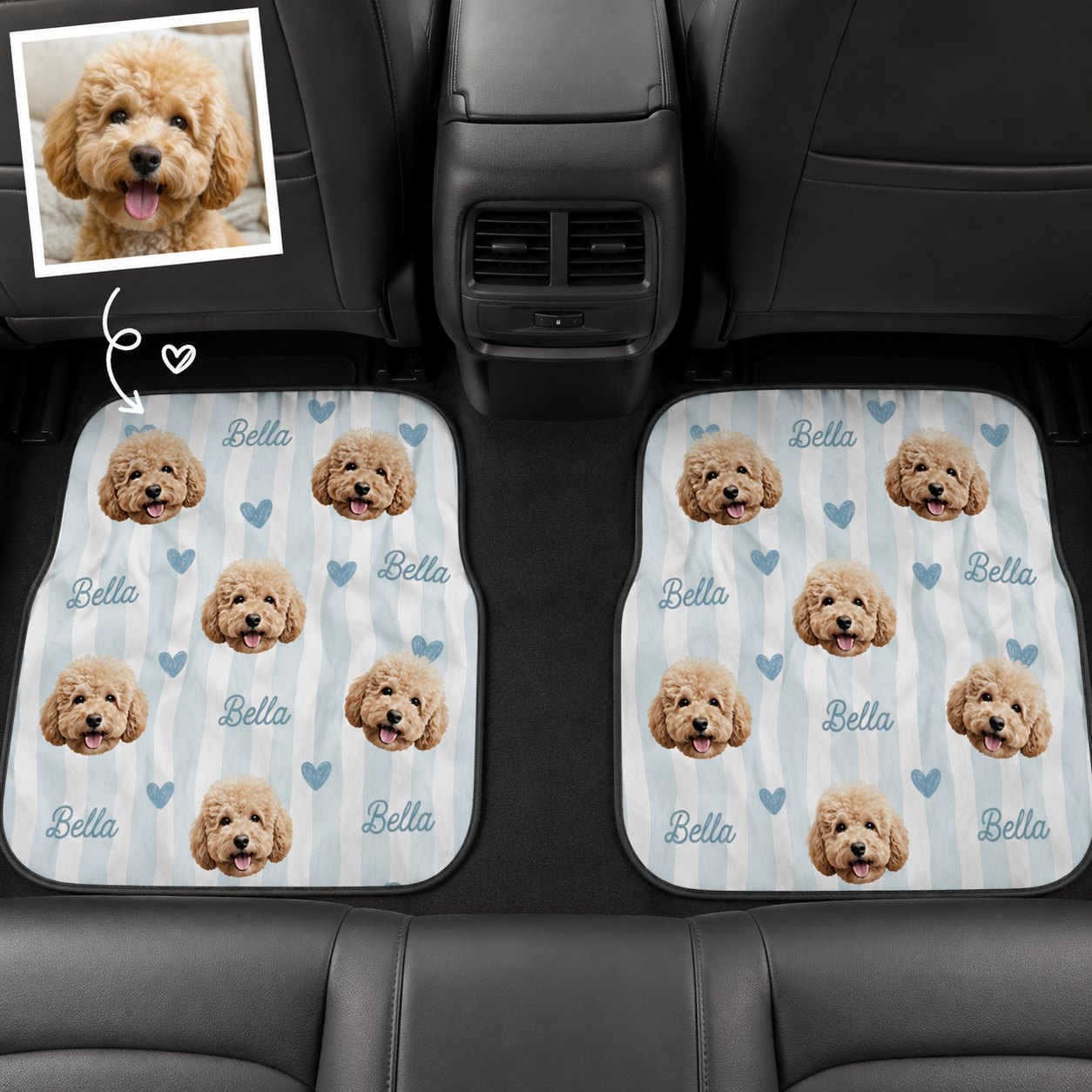 Personalized Dog Car Floor Mats 4-Piece Set, Custom Pet Photo Auto Mat, Dog Lover Gift THUC99