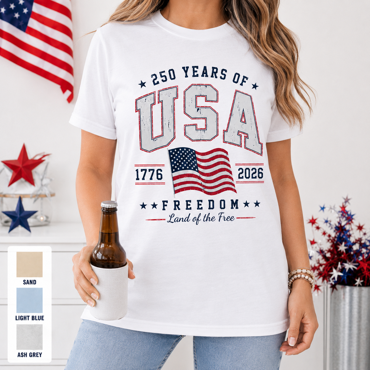 250 Years of America T-Shirt, USA Semiquincentennial Gift Tee THUC99