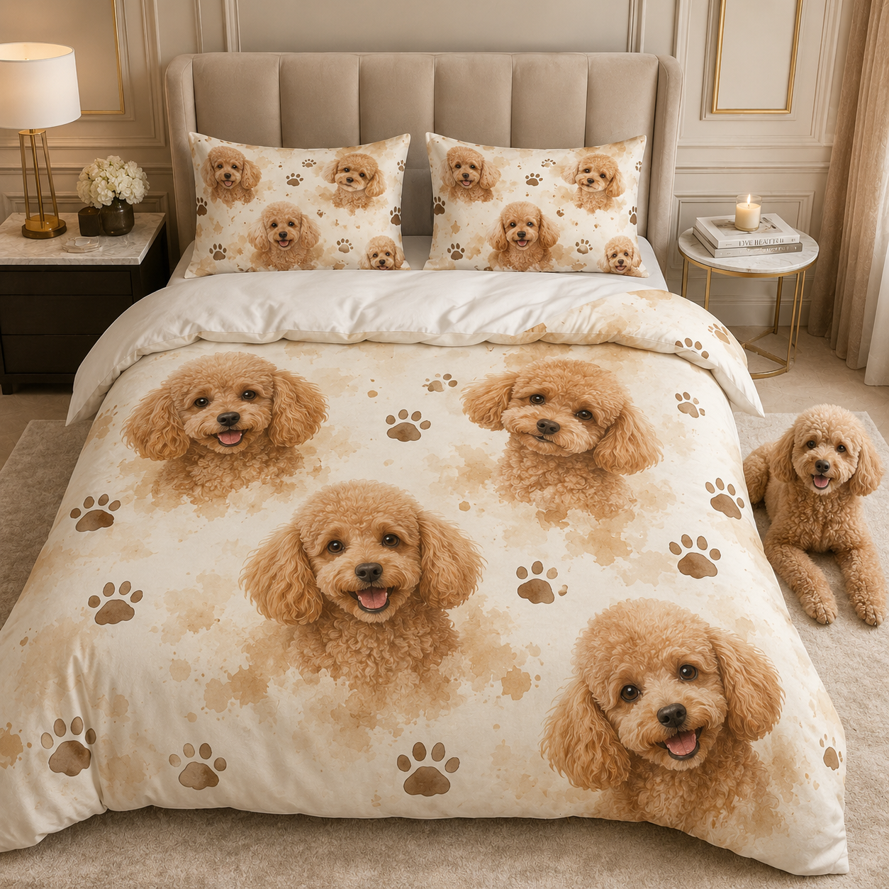 Custom Dog Photo Bedroom Set, Personalized Pet Bedding Gift For Family THUC99