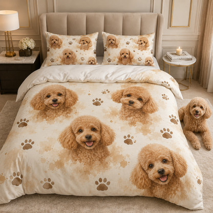 Custom Dog Photo Bedroom Set, Personalized Pet Bedding Gift For Family THUC99