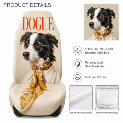 Custom Dog Portrait Car Seat Cover, Personalized Pet Photo Seat Protector, Cute Dog Lover Gift THUC99