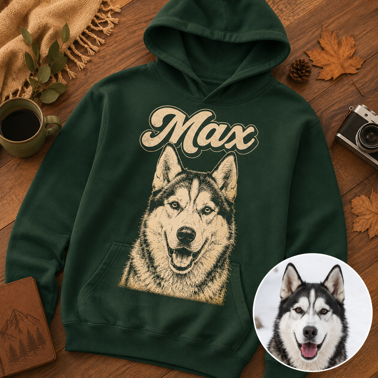 Custom Dog Photo Hoodie Personalized Pet Portrait Sweatshirt for Dog Mom and Dog Dad THUC99